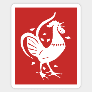 Folk Art Rooster Sticker